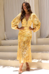 Solstice Bloom Chiffon Maxi Dress - Yellow