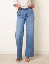 Hem Wide Leg Soft Jeans