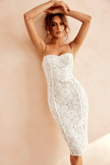 Styling Melody Lace Midi Dress - White