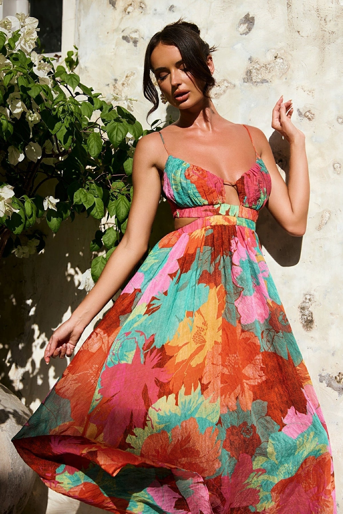 Taking It Maxi Dress - Orange Multi