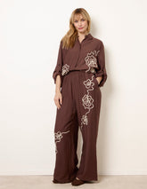 Floral Embroidery Trousers