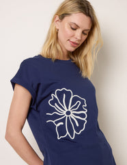 T-Shirt With Big Floral Embroidery