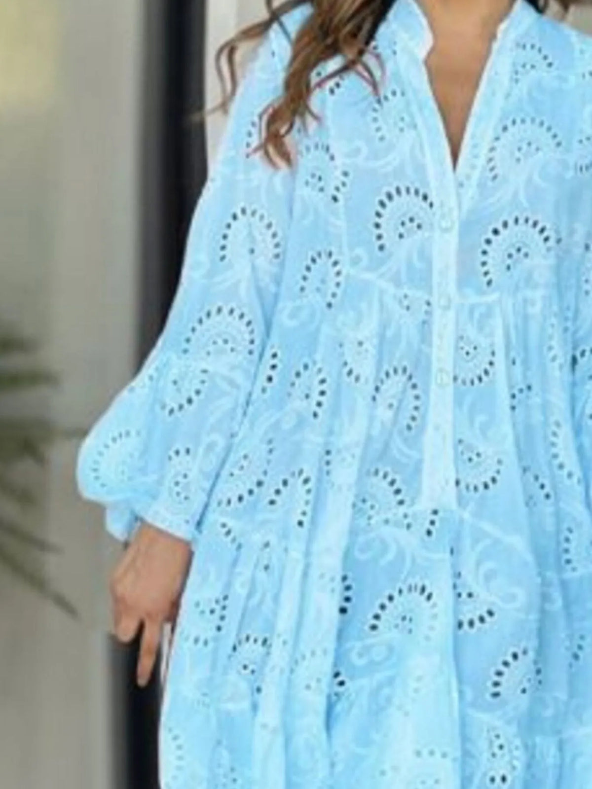 Full Size Eyelet Ruffled Hem Tiered Dress Plus Size
