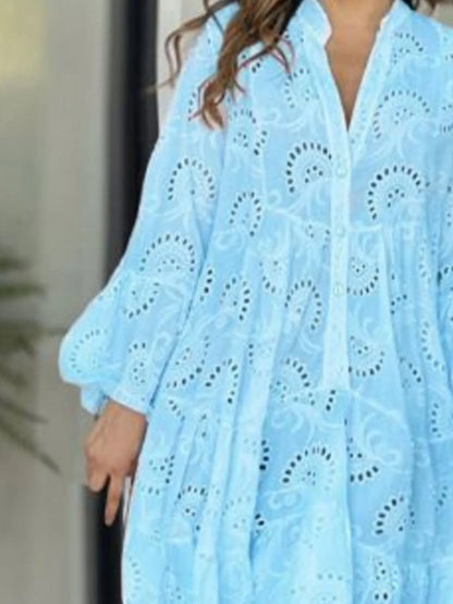 Full Size Eyelet Ruffled Hem Tiered Dress Plus Size