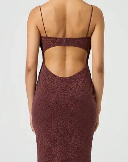 Cowl Neck Open Back Maxi Dress