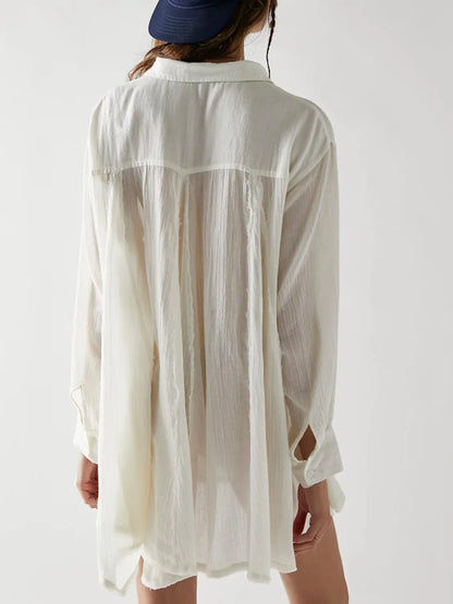 Textured Button-Down Shirt Dress