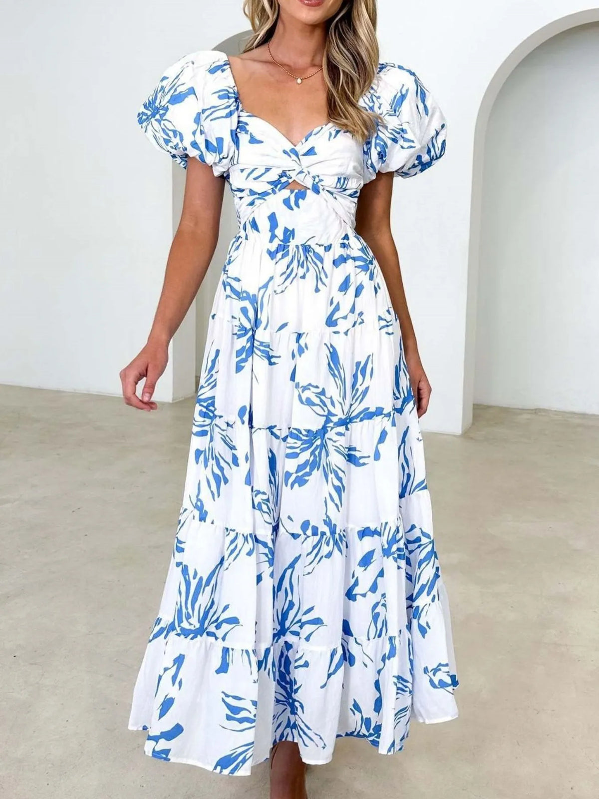 Off-Shoulder Floral Tiered Dress with Ruffle Details