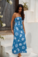 Mykonos Mode Strapless Maxi Dress Blue