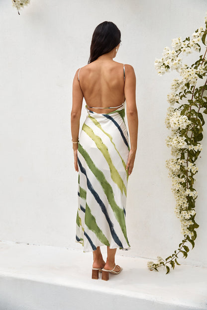 Thinking Of You Satin Maxi Dress Green