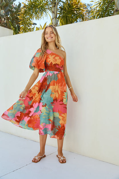 Sunseeker One Shoulder Maxi Dress Pink