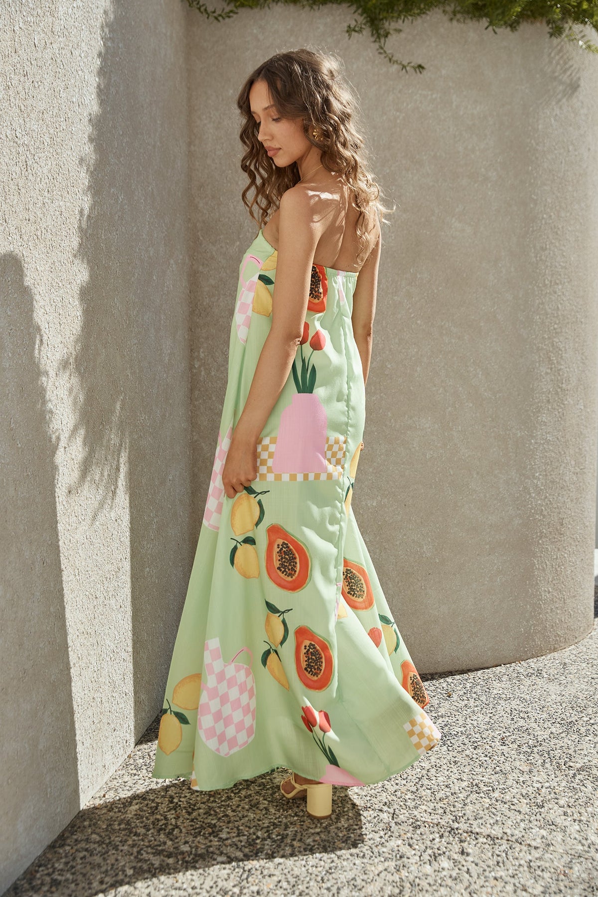 Patio Dining Strapless Maxi Dress Green