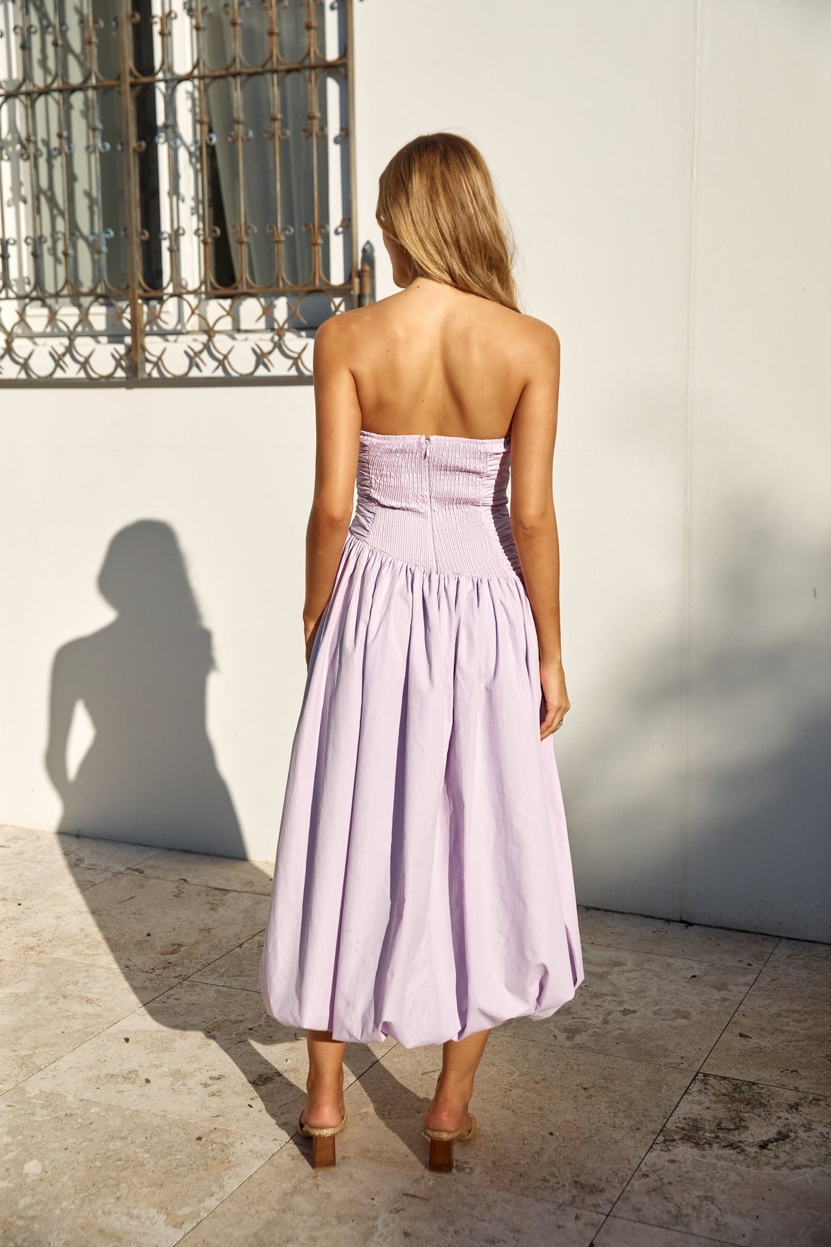 See You Tonight Bubble Hem Midi Dress Lilac