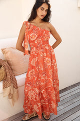 Sweet Melody One Shoulder Maxi Dress Orange