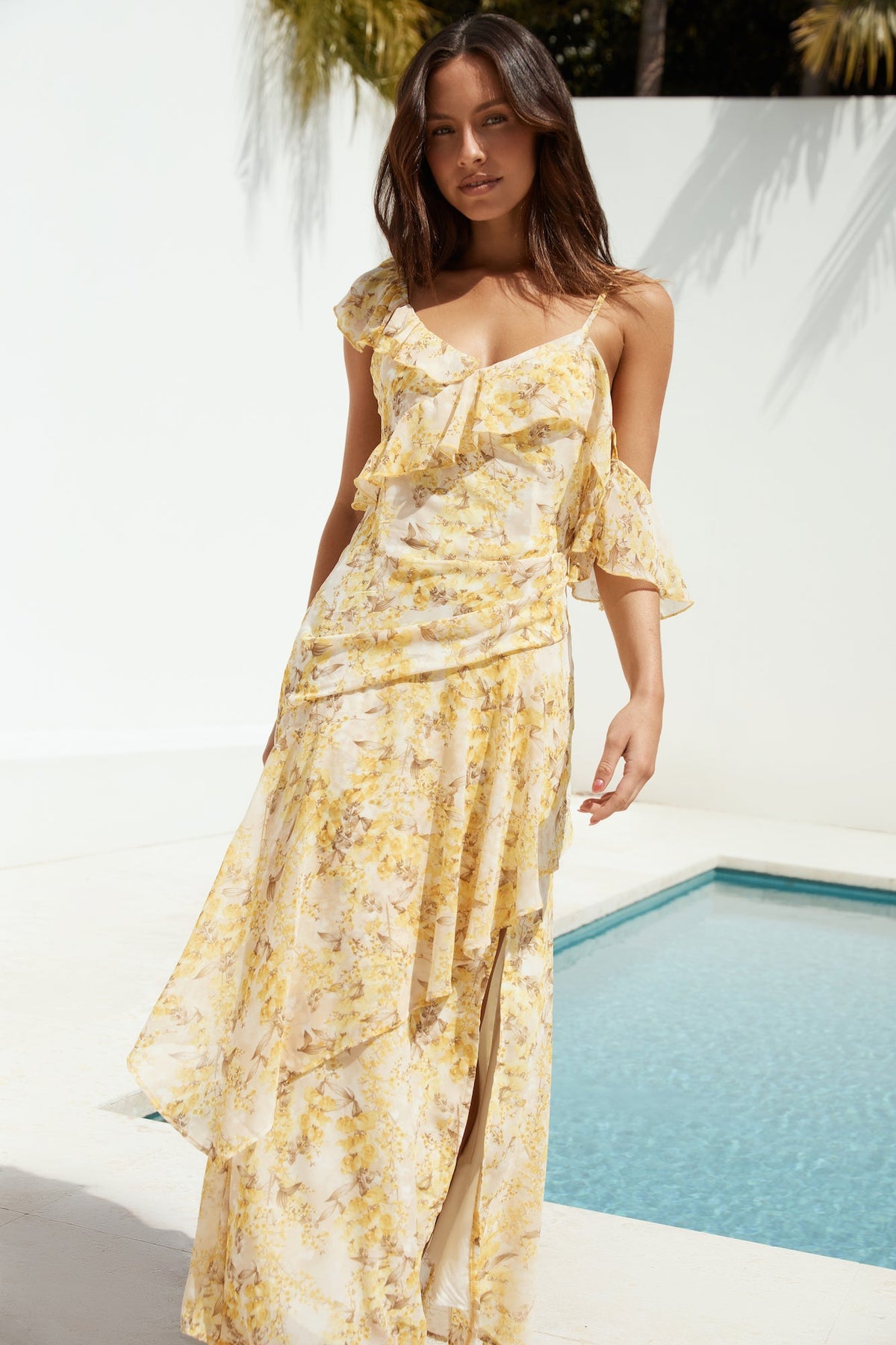 Summer Blossoms Maxi Dress Yellow