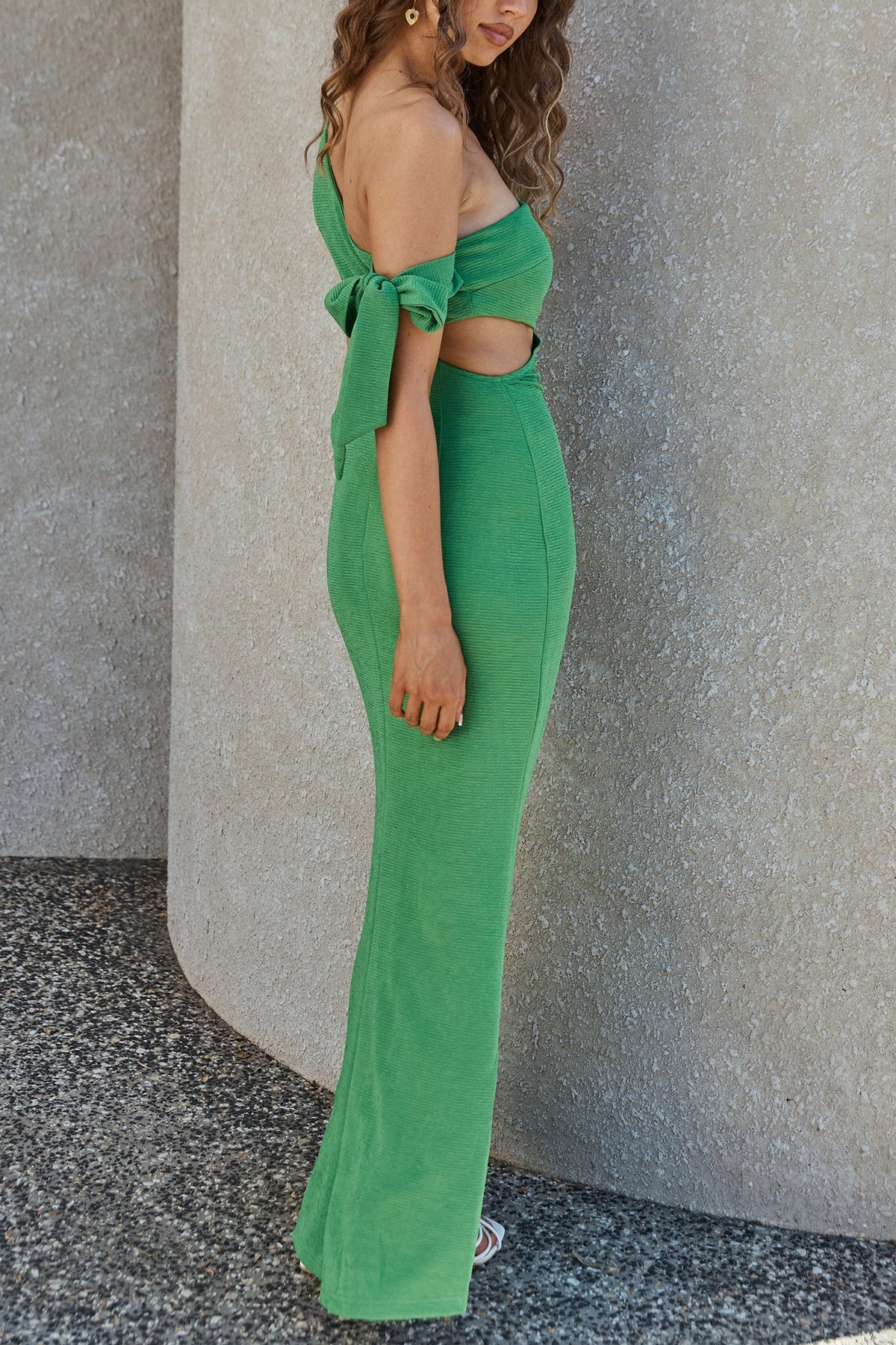 Luscious Fields One Shoulder Maxi Dress Green