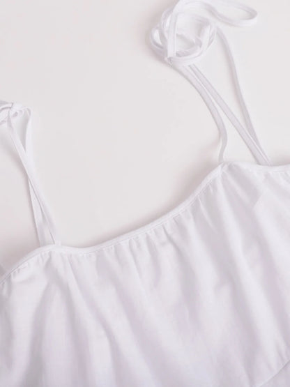 Ruffle Layered Tie Shoulder Cami Dress