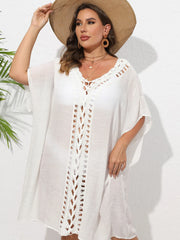 Crochet Trim V-Neck Beach Cover Up Dress