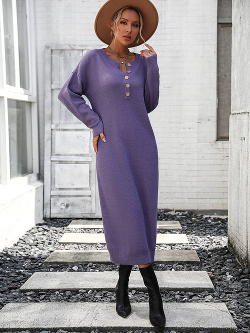 Massey Knit Midi Sweater Dress - Mauve