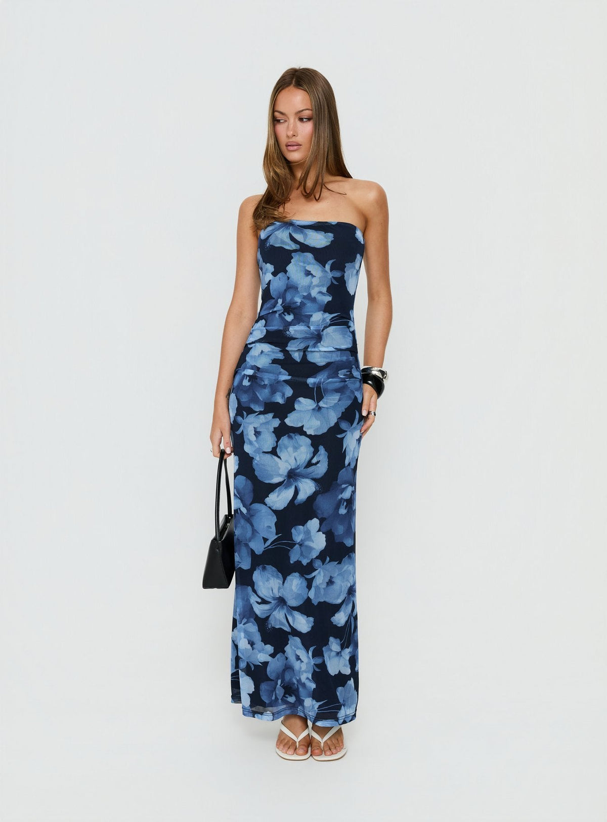 Lanora Strapless Maxi Dress Blue Floral