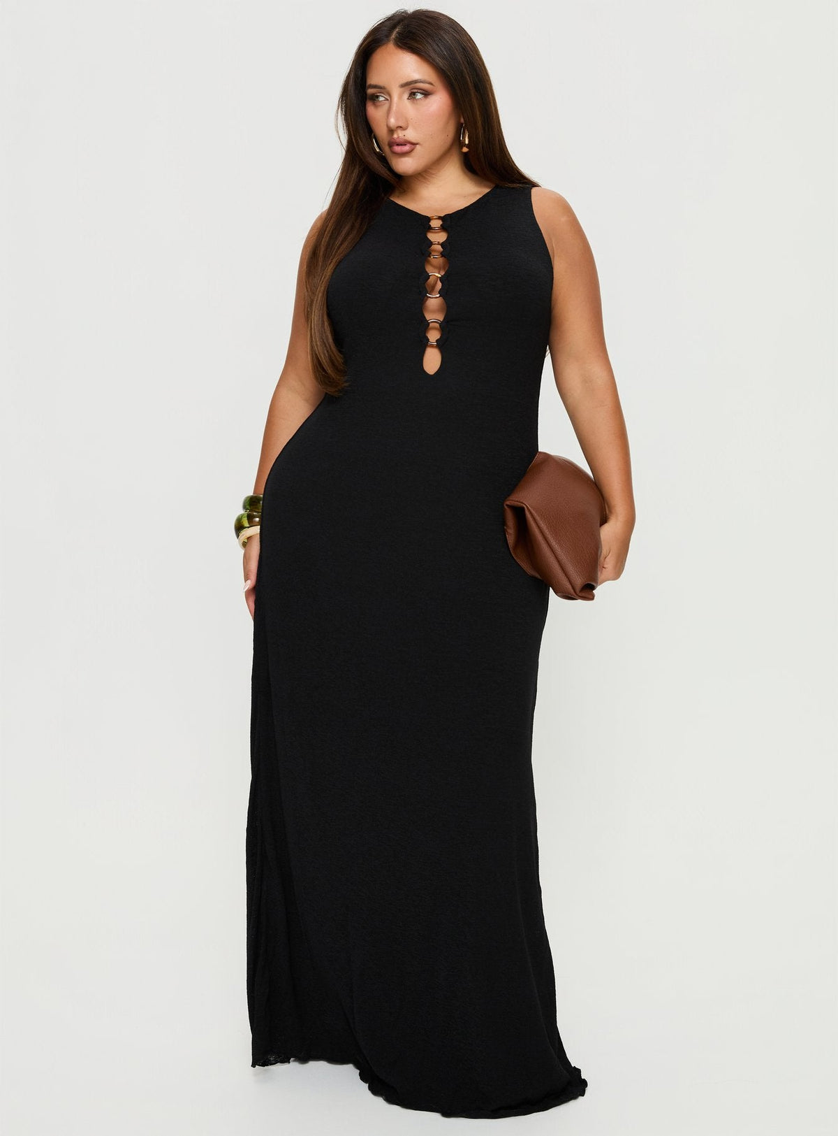 Dejonge Ring Sleeveless Maxi Dress Black Curve