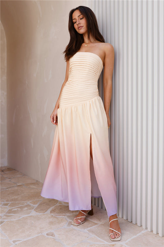 Ready For It Strapless Maxi Dress Yellow