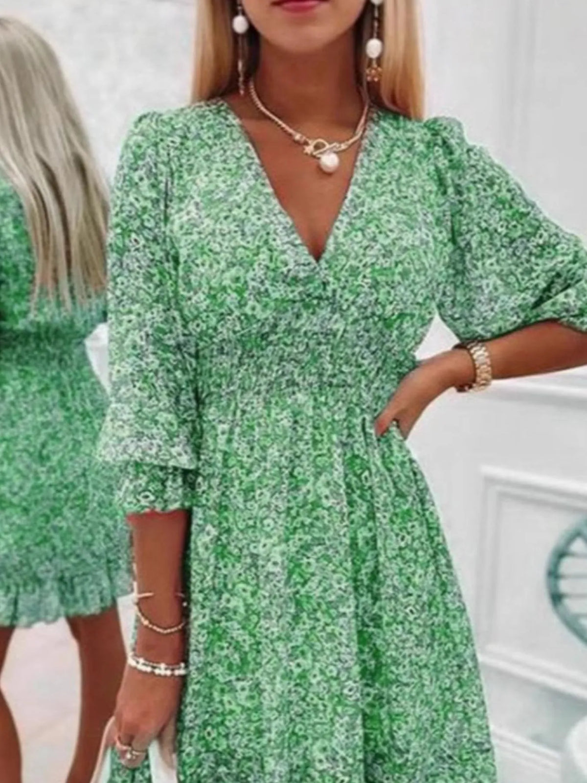 Full Size Ruffled Hem Floral Dress Plus Size