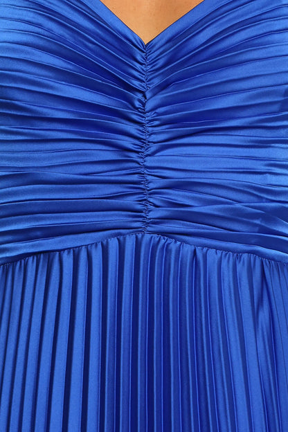 Naira Pleated Maxi Dress - Blue