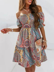 Off Shoulder Smocked Summer Dress