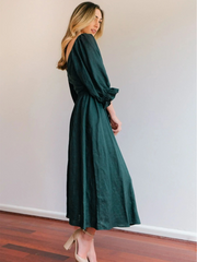 CALL IT LOVE TWO WAY TIERED MIDI DRESS - GREEN