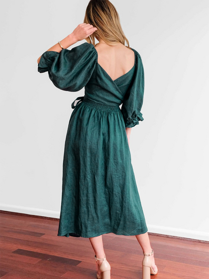 CALL IT LOVE TWO WAY TIERED MIDI DRESS - GREEN