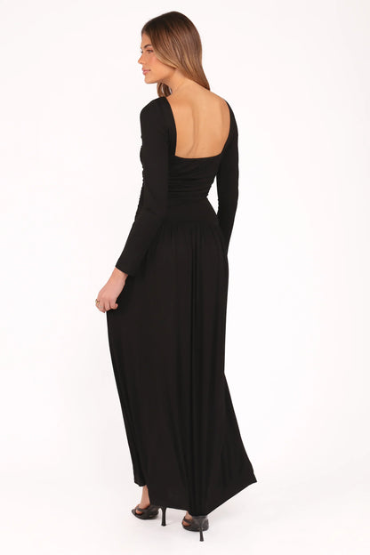 Shirley Long Sleeve Maxi Dress - Black