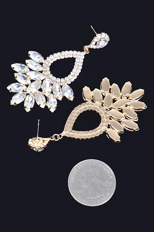 Just Look Rhinestone Earrings - Pink