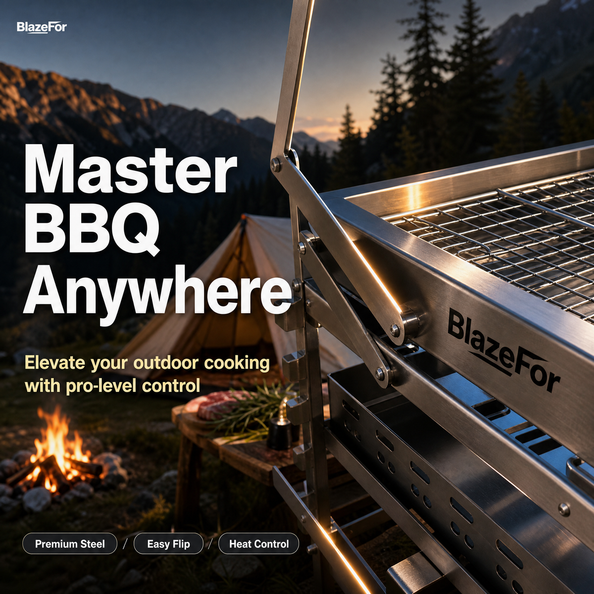 F1 Adjustable Charcoal Rotating Grill
