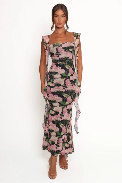 Chiara Maxi Dress - Black Floral