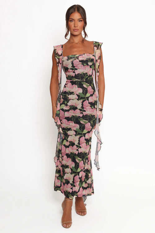 Chiara Maxi Dress - Black Floral