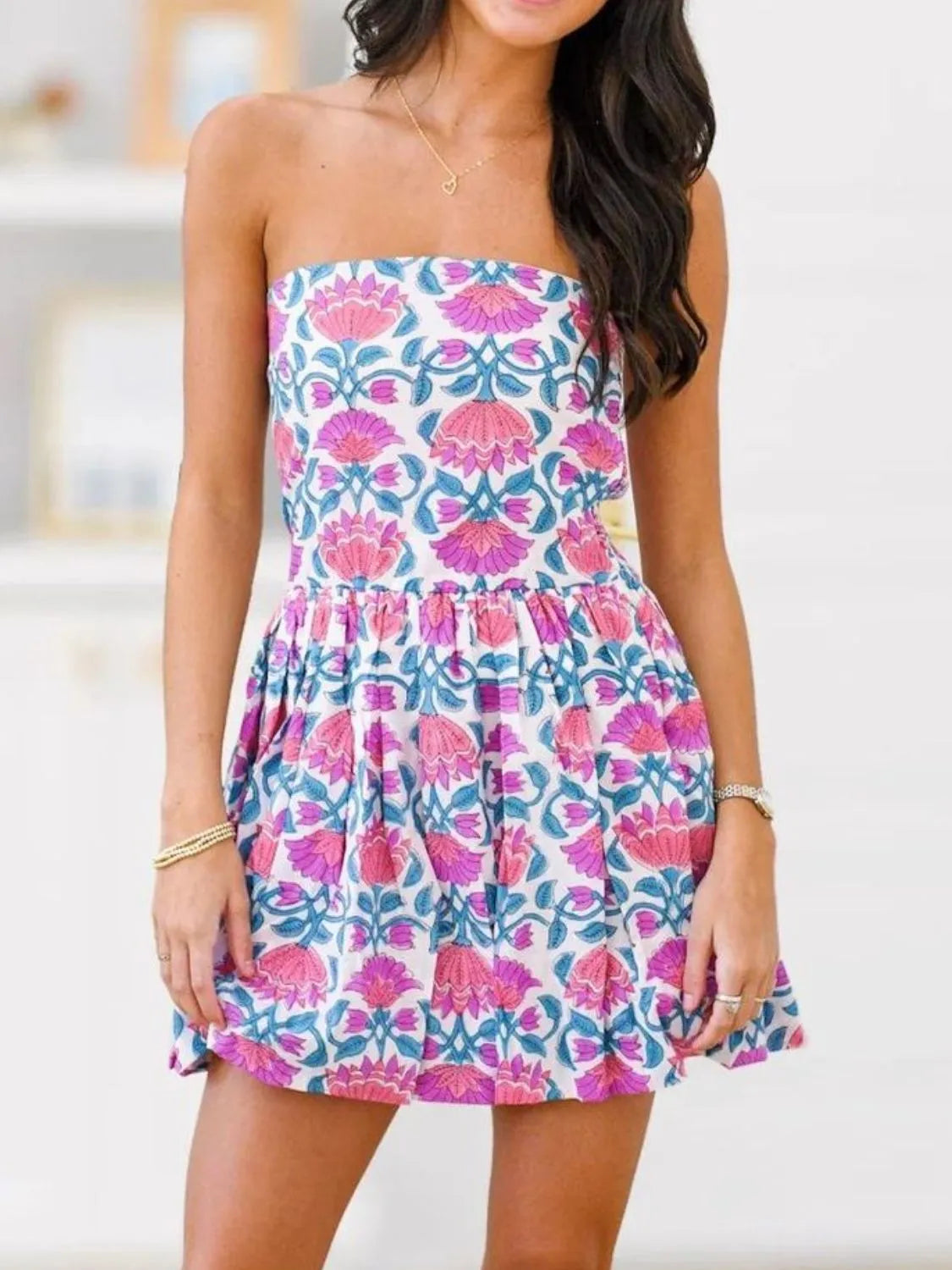 Printed Tube Mini Dress