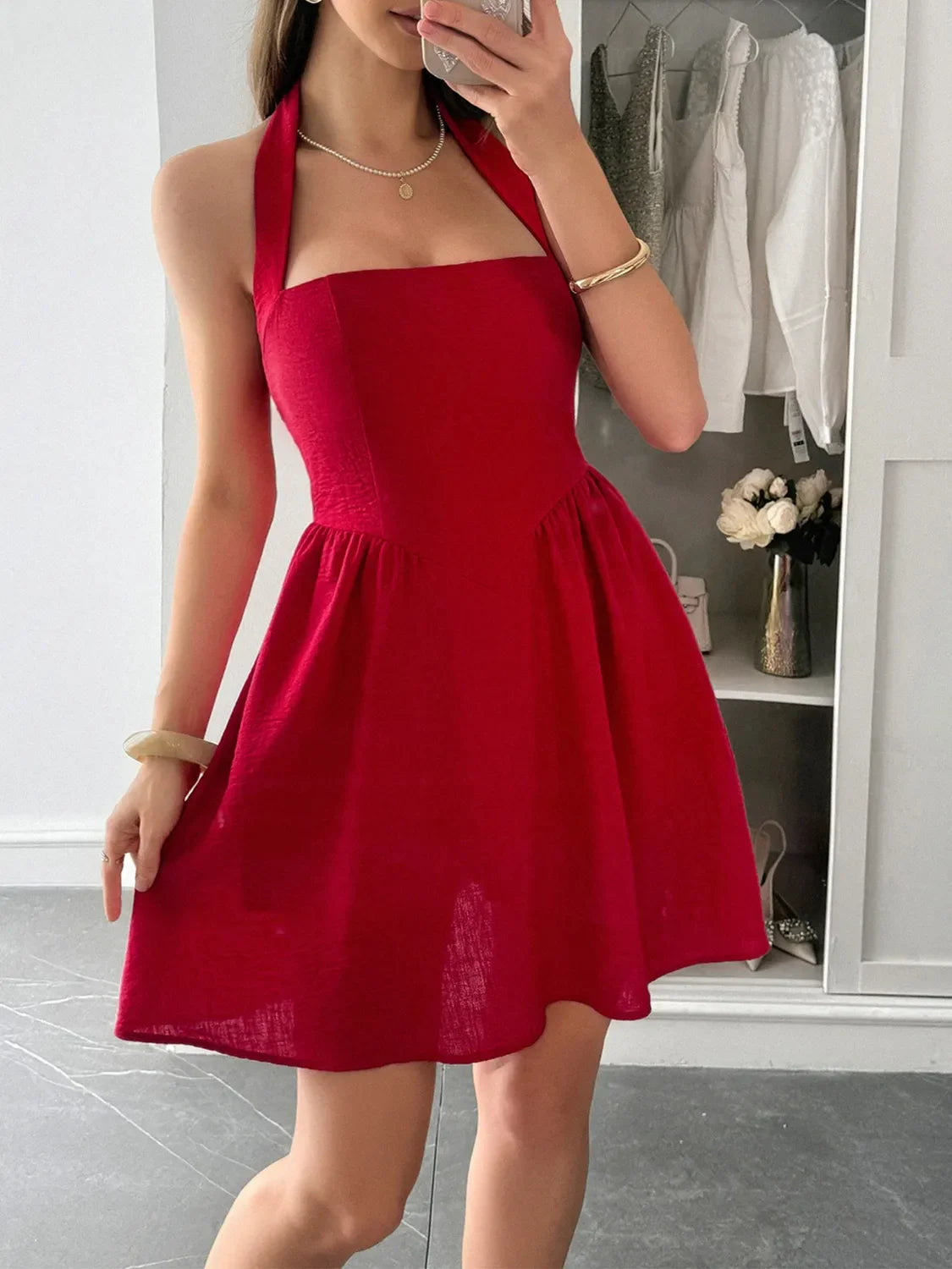 Halter Neck Summer Mini Dress