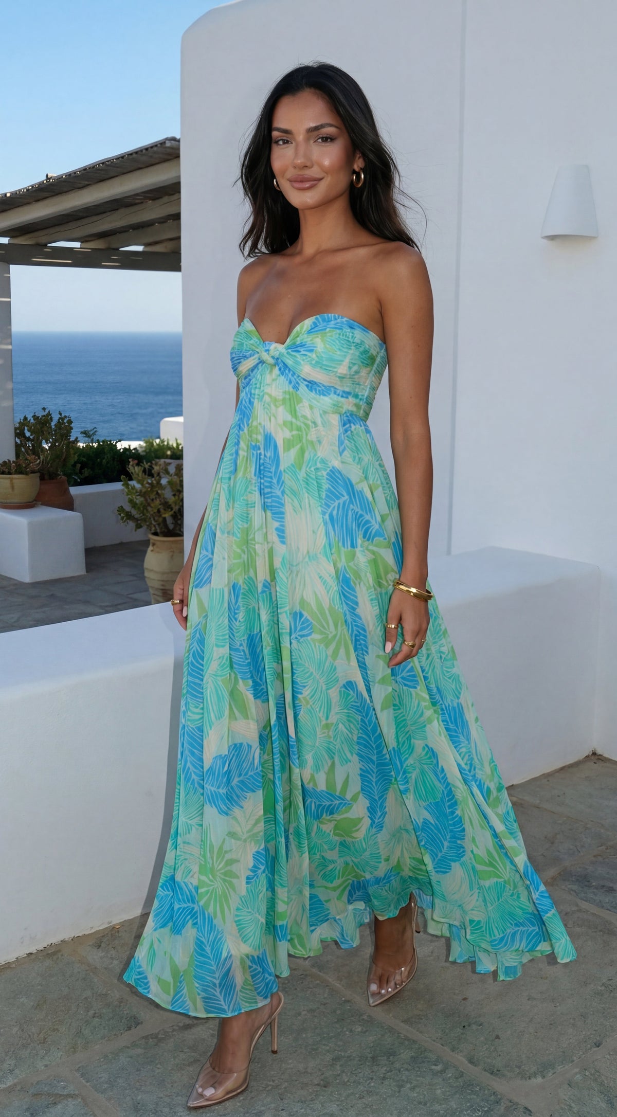 Sola Floral Strapless Maxi Dress - Blue Multi