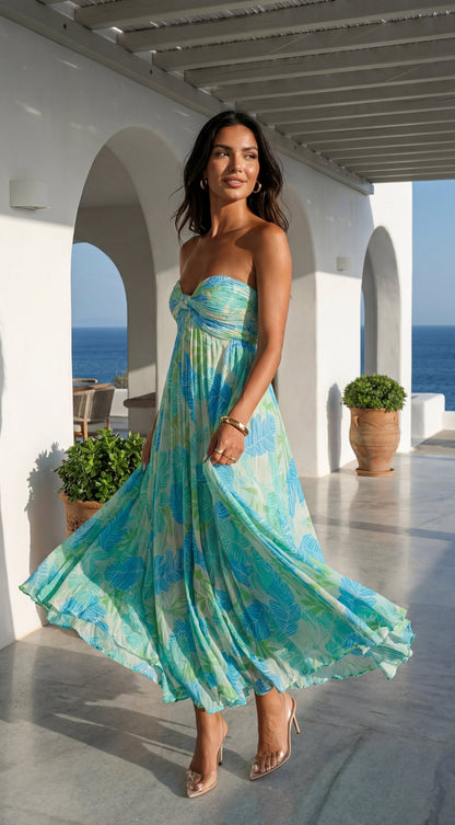 Sola Floral Strapless Maxi Dress - Blue Multi