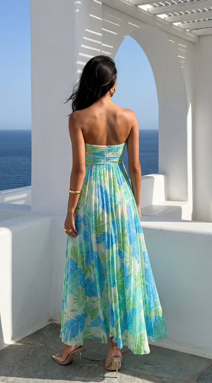 Sola Floral Strapless Maxi Dress - Blue Multi
