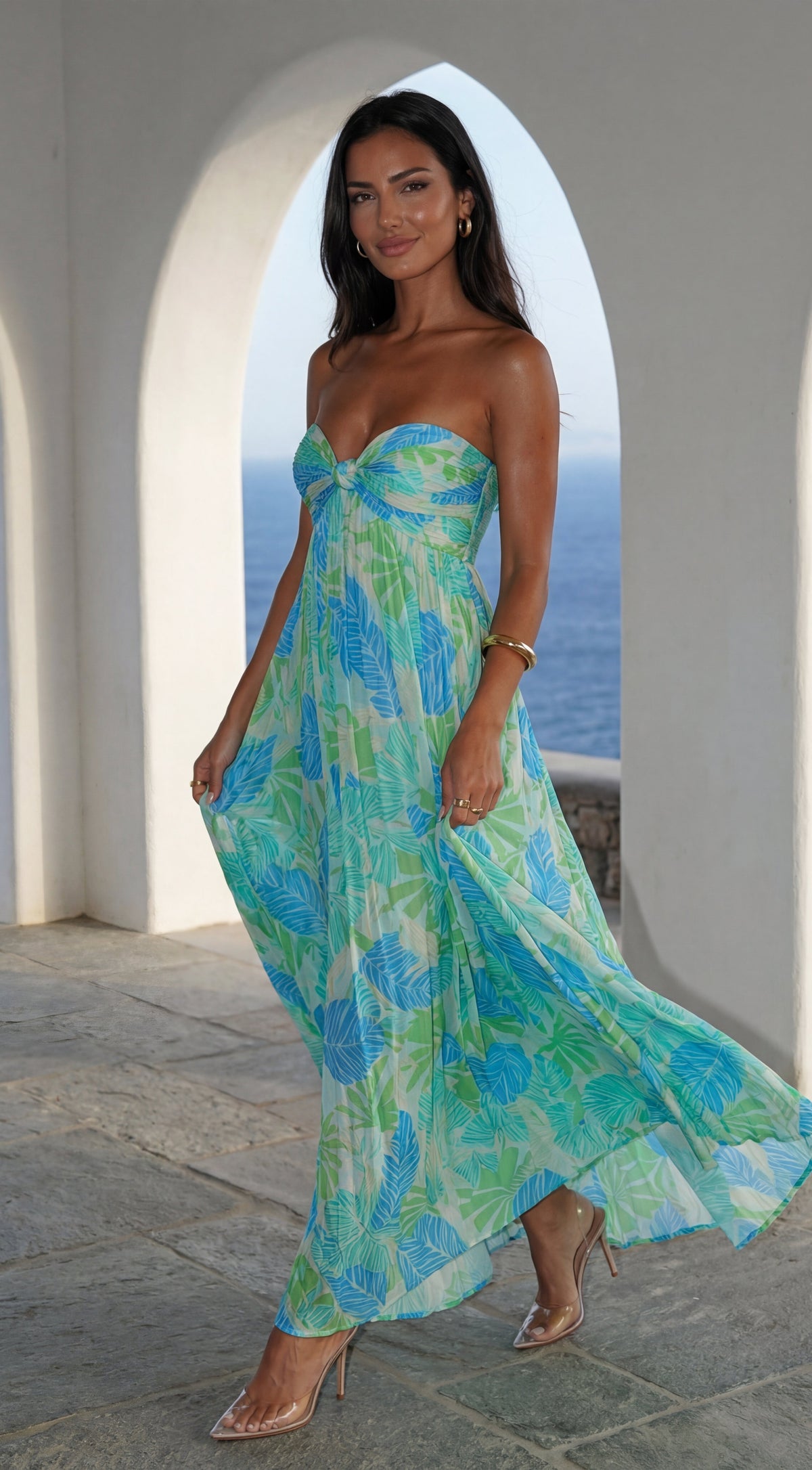 Sola Floral Strapless Maxi Dress - Blue Multi