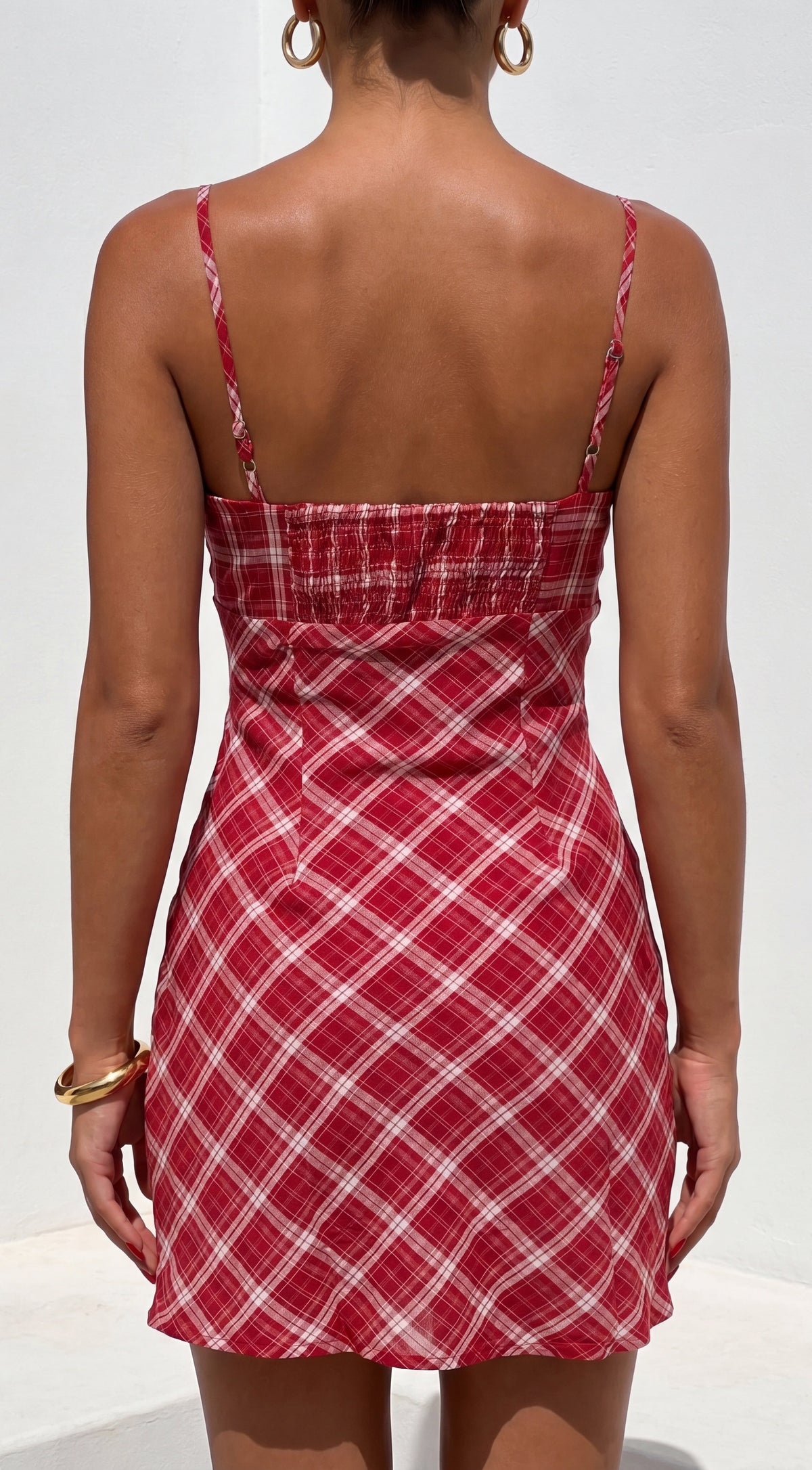 Cherry Lane Plaid Mini Dress - Red