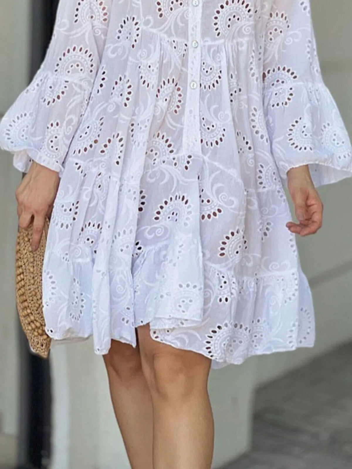 Full Size Eyelet Ruffled Hem Tiered Dress Plus Size