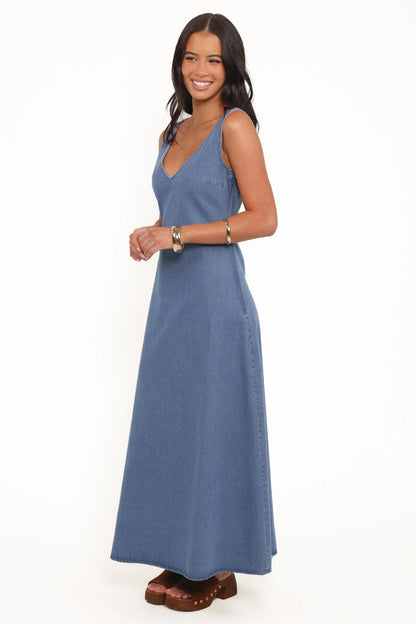 Odelia Denim Maxi Dress - Indigo