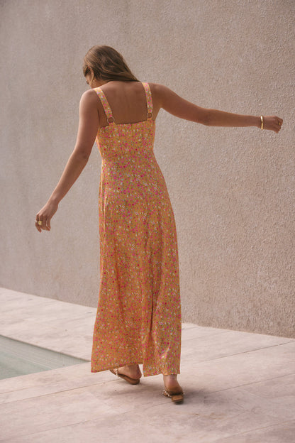 FORTUNATE ONE Florence Satin Maxi Dress Orange