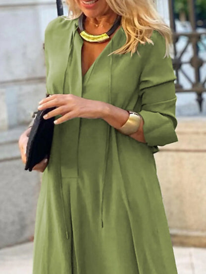 Full Size Solid Color Maxi Shirt Dress Plus Size