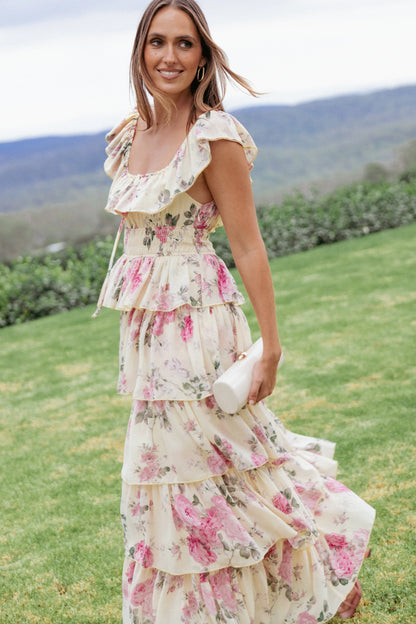 Belle Maxi Dress - Yellow Floral