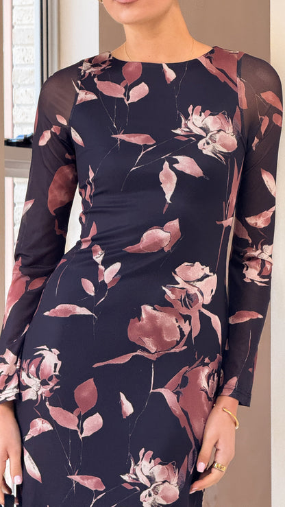 Koah Long Sleeve Maxi Dress - Flower Print