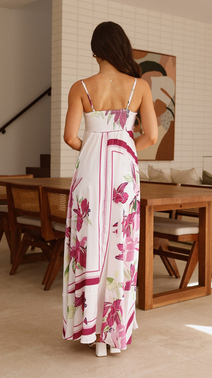 Kaethe Maxi Dress - White/Pink