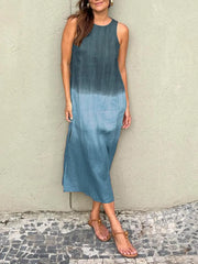 Full Size Sleeveless Gradient Tank Midi Dress Plus Size